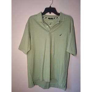 Nautica Mens Pima Cotton Polo Shirt Short Sleeve Sage Green Classic Fit Large